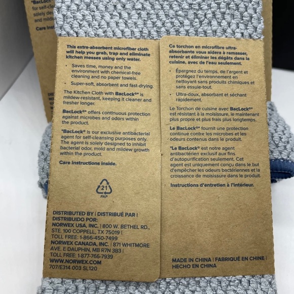 Norwex Kitchen Towel & Cloth Set Diamond Textured Graphite Gray Denim Bl… - Picture 7 of 9